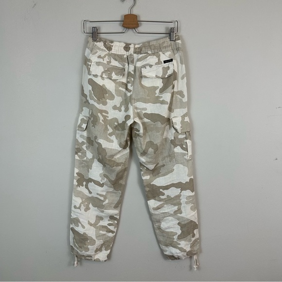 Sanctuary x Anthropologie | Linen Tan Camo Cargo Jogger Pants Size XS - Picture 7 of 9